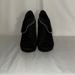 Charlotte Russe Black Faux Suede Heels with Zipper Accent